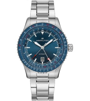 HAMILTON Khaki Aviation Converter Auto GMT Silver Stainless Steel Bracelet H76715140