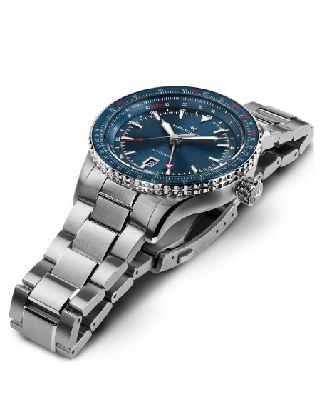 Ρολόι HAMILTON Khaki Aviation Converter Auto GMT Με Ασημί Ατσάλινο Μπρασελέ H76715140