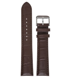 TZEVELION Dark Brown Croco Leather Strap 16mm