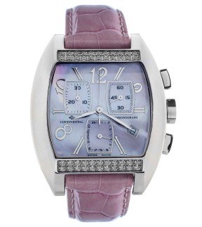 CONTINENTAL Pink Leather Strap Diamonds