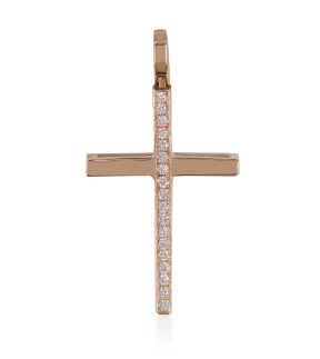 VITOPOULOS Woman Cross Rose-White Gold 18Ct With Diamonds