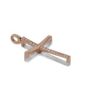 VITOPOULOS Woman Cross Rose-White Gold 18Ct With Diamonds