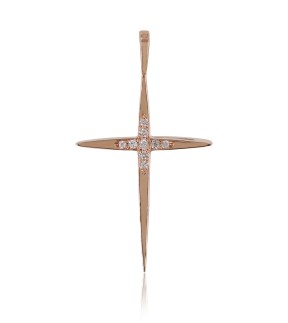 VITOPOULOS Woman Cross Rose-White Gold 18Ct With Diamonds