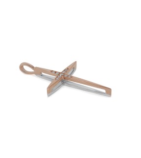 VITOPOULOS Woman Cross Rose-White Gold 18Ct With Diamonds