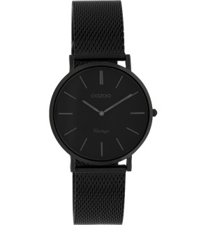 Ρολόι OOZOO Timepieces Vintage Με Μαύρο Μεταλλικό Μπρασελέ τύπου Mesh C9935