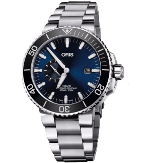 Ρολόι ORIS Aquis Small Second Date Με Ασημί Ατσάλινο Μπρασελέ