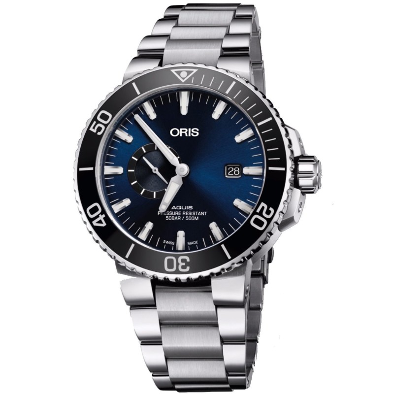 ORIS Aquis Small Second Date 45 5 Silver Stainless Steel Bracelet