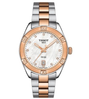 Ρολόι TISSOT PR 100 Lady Sport Chic Με Ροζ Χρυσό - Ασημί Ατσάλινο Μπρασελέ T101.910.22.116.00