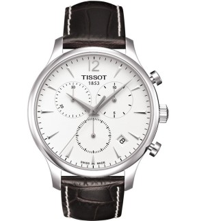 Ρολόι TISSOT Tradition Με Χρονογράφο Και Καφέ Δερμάτινο Λουράκι T063.617.16.037.00