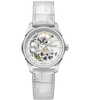 Ρολόι HAMILTON Viewmatic Skeleton Με Λευκό Δερμάτινο Λουράκι H32405811