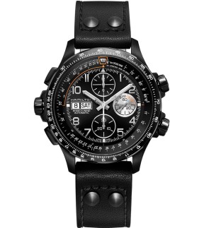 Ρολόι HAMILTON Khaki Aviation X-Wind Με Χρονόμετρο Και Μαύρο Δερμάτινο Λουράκι H77736733