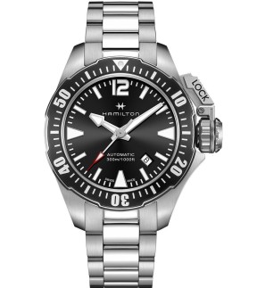 Ρολόι HAMILTON Khaki Navy Frogman Με Αυτόματο Μηχανισμό Και Ασημί Ατσάλινο Μπρασελέ H77605135