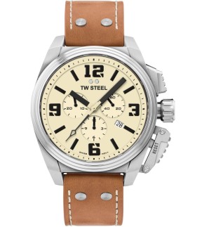 TW STEEL Canteen Chronograph Brown Leather Strap TW1010