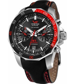 Ρολόι VOSTOK EUROPE Rocket N1 Chrono Με Μαύρο Δερμάτινο Λουράκι 6S21-2255295