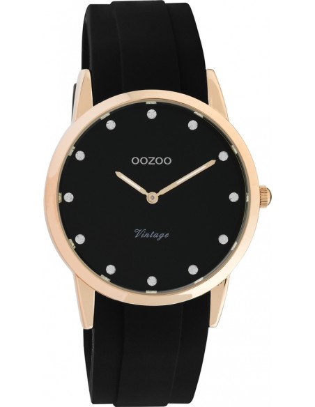 Ρολόι OOZOO Vintage Με Μαύρο Καουτσούκ Λουράκι C20179