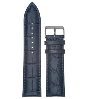 TZEVELION Navy Blue Croco Leather Strap 16mm