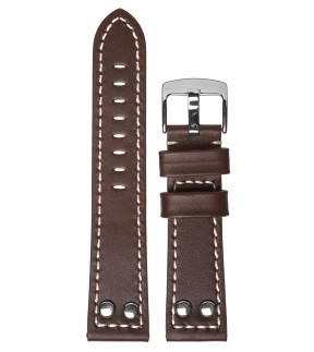 TZEVELION Dark Brown Leather Strap With White Stitching 26mm