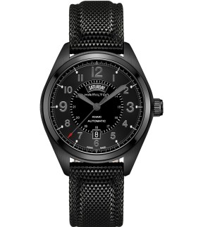 Ρολόι HAMILTON Khaki Field Με Μαύρο Δερμάτινο Λουράκι H70695735