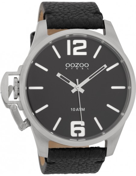 Ρολόι OOZOO Steel Με Μαύρο Δερμάτινο Λουράκι OSGR15