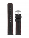 HIRSCH Grand Duke Black Leather Strap With Red Stiching 20mm 02528050-20