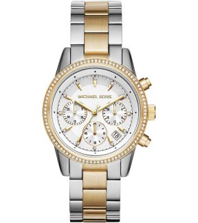 Ρολόι MICHAEL KORS Ritz Με Χρονογράφο Και Κίτρινο Χρυσό - Ασημί Ατσάλινο Μπρασελέ MK6474