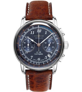 ZEPPELIN LZ 126 Los Angeles Chronograph Brown Leather Strap 7614-3