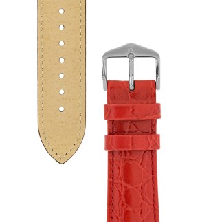 HIRSCH Crocograin Red Leather Strap 18mm 12302820-18