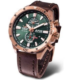 Ρολόι VOSTOK EUROPE Almaz Multifunctional Με Καφέ Δερμάτινο Λουράκι YM8J-320B656