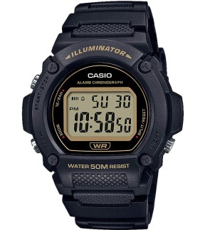 Ρολόι CASIO Collection Με Μαύρο Καουτσούκ Λουράκι W-219H-1A2VEF