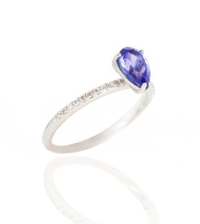 VITOPOULOS Ring White Gold 18Ct With Tanzanite and Diamond Stones