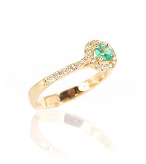 VITOPOULOS Ring Yellow Gold 18Ct With Emerald and Diamond Stones