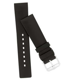 HIRSCH Pure Black Rubber Strap 22mm
