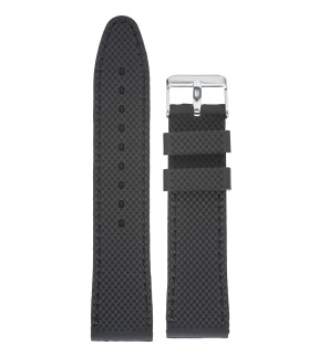 DILOY Black Rubber Strap With Black Stitching 24mm