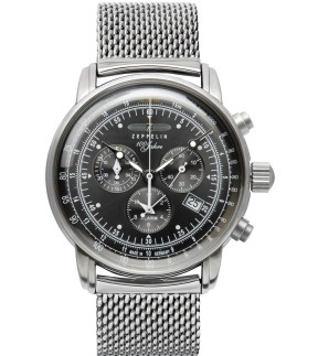ZEPPELIN 100 Years Zeppelin Chronograph Silver Stainless Steel Mesh Bracelet 7680-M-2