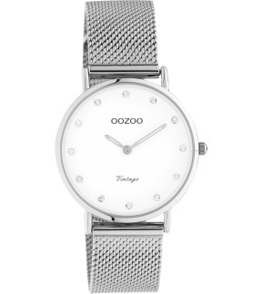 Ρολόι OOZOO Vintage Με Ασημί Μεταλλικό Mesh Μπρασελέ C20240