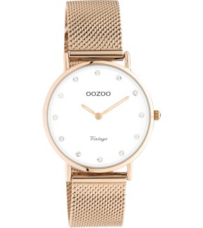 Ρολόι OOZOO Vintage Με Ροζ Χρυσό Μεταλλικό Mesh Μπρασελέ C20243