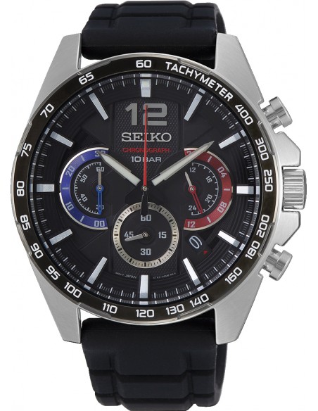 SEIKO Conceptual Chronograph Black Silicone Strap SSB347P1
