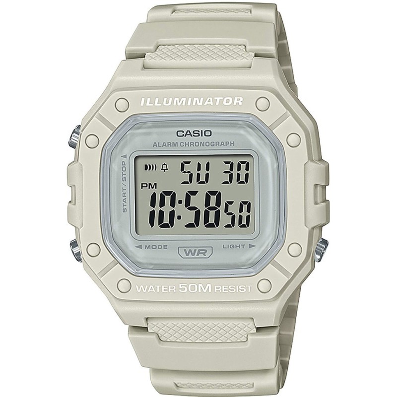 CASIO Collection Beige Rubber Strap W 218HC 8AVEF