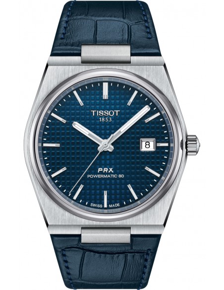 TISSOT PRX Powematic 80 Blue Leather Strap T1374071604100