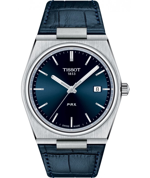 TISSOT PRX Blue Leather Strap T1374101604100