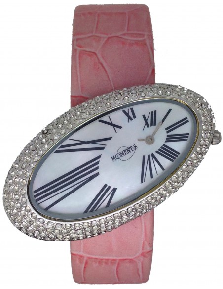 Ρολόι MOMENTS Με Ροζ Δερμάτινο Λουράκι GS7010P