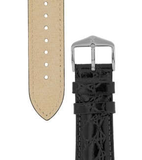 HIRSCH Crocograin Black Leather Strap 20mm 12302850-20