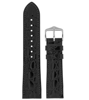 HIRSCH Crocograin Black Leather Strap 20mm 12302850-20