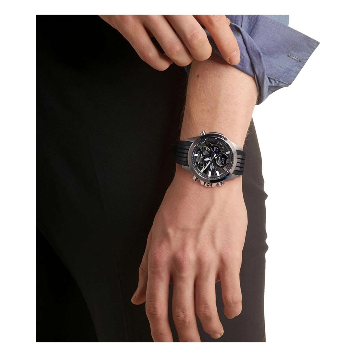 CASIO Edifice Chronograph Black Rubber Strap ECB 30P 1AEF