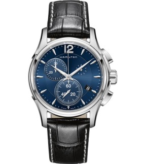 Ρολόι HAMILTON Jazzmaster Με Χρονογράφο και Μαύρο Δερμάτινο Λουράκι H32612741