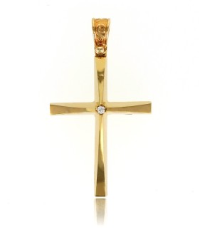 VITOPOULOS Woman Cross Yellow Gold 14Ct With White Zircon Stone