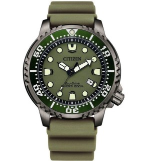CITIZEN Promaster Divers Eco-Drive Green Rubber Strap BN0157-11X
