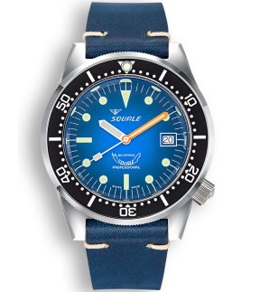 SQUALE 1521 Blue Ray Auto Blue Leather Strap 1521PROFD.PB