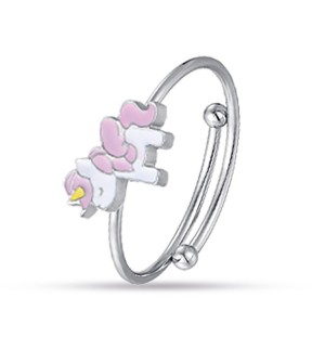 LUCA BARRA Silver Stainless Steel Kid Ring JA109