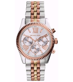 Ρολόι MICHAEL KORS Lexington Με Χρονογράφο Και Ροζ Χρυσό - Ασημί Ατσάλινο Μπρασελέ MK5735